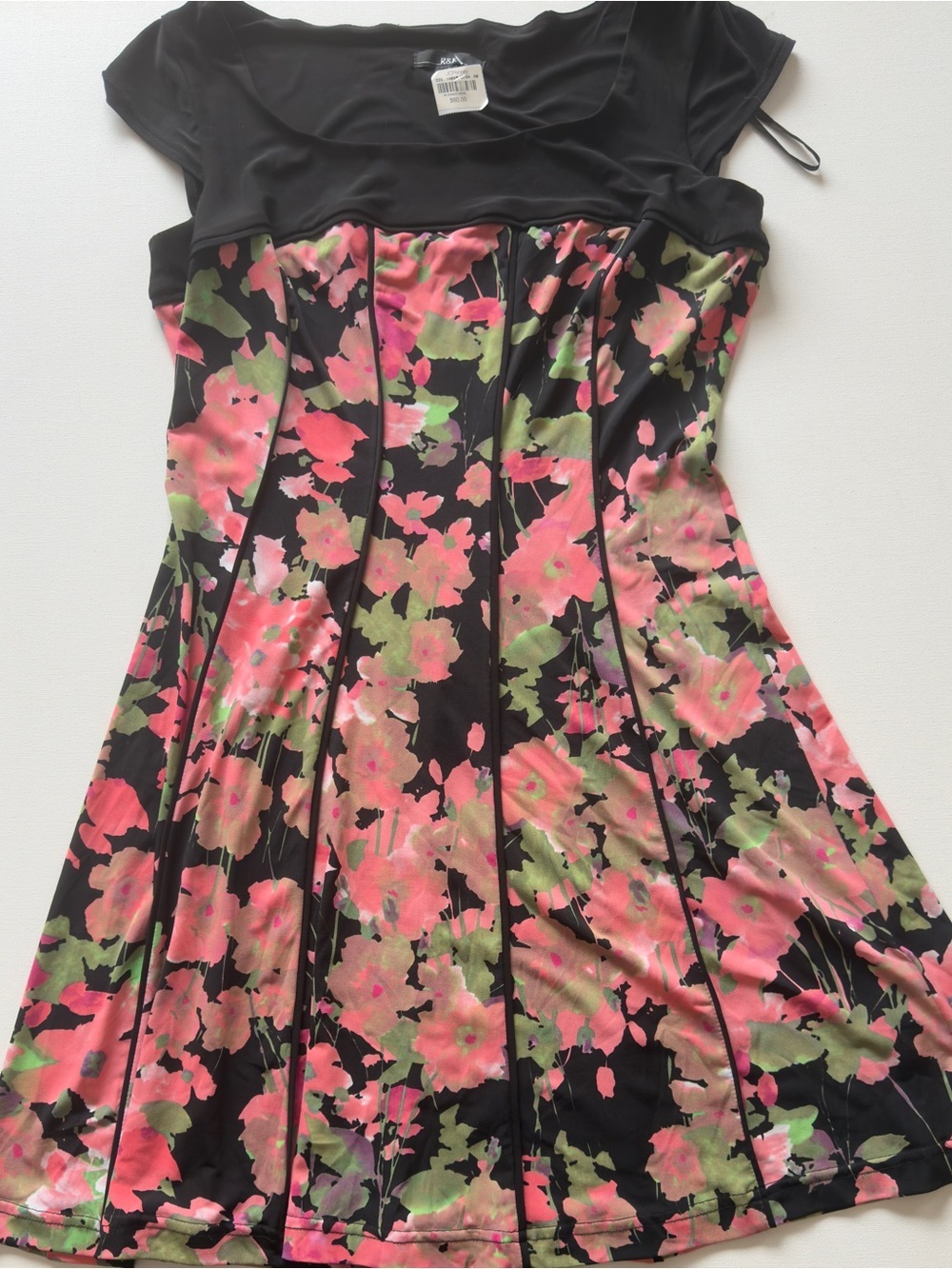 NWT Women's R & K Floral Fit-and-Flare Dress Size 12P (KB9